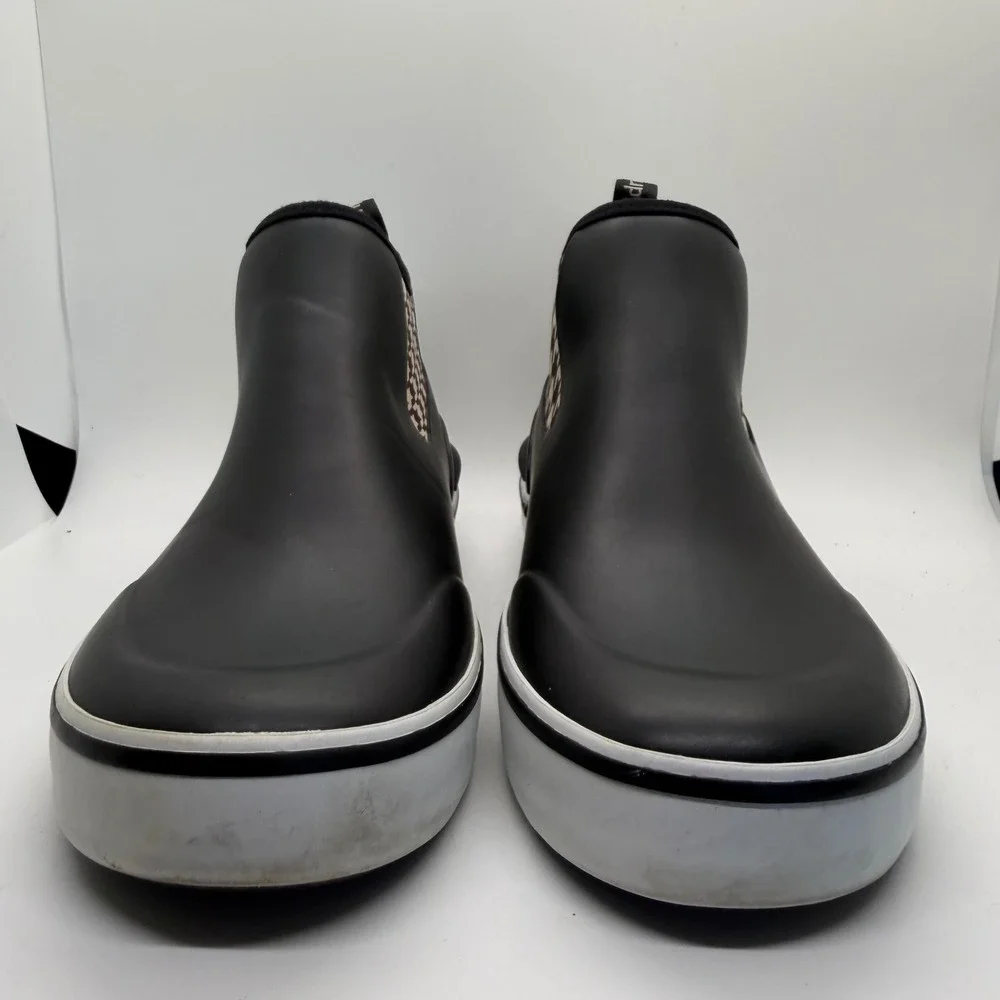 Hush Puppies Rain‎ Check Black Houndstooth Rubber Rain Boots HW06730-002 Mens 6